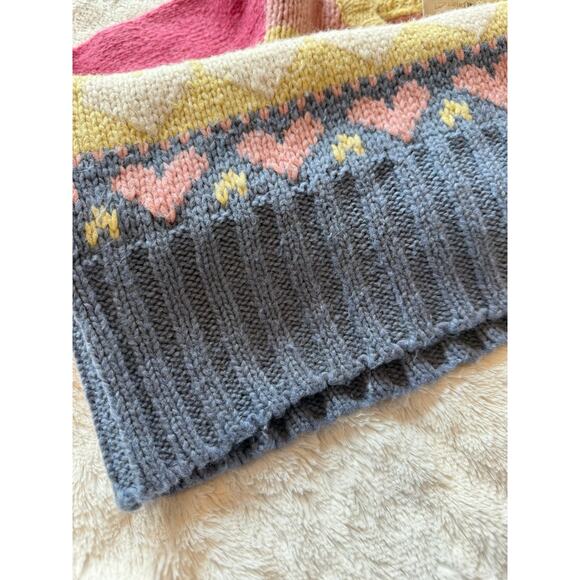 LoveShackFancy Shirelle Puff-Sleeve Heart Sweater Wool Alpaca Pink Icing Medium - Picture 11 of 15